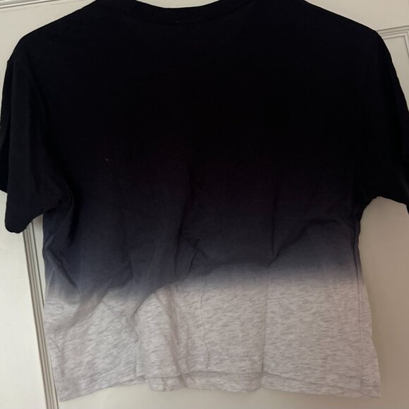 Garage Navy Blue to Grey Ombre Cropped Shirt - Picture 2 of 3